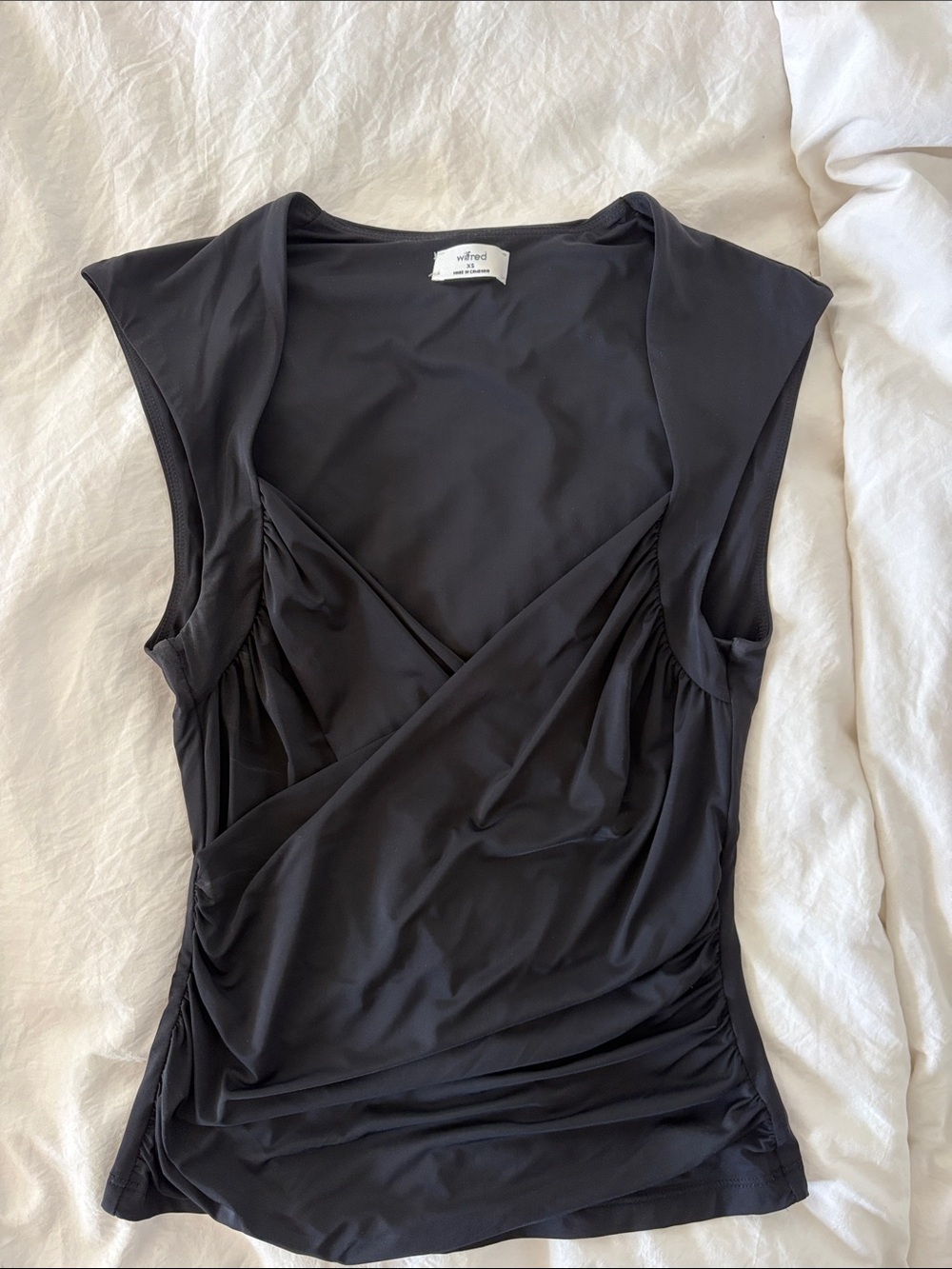 Wilfred Black Draped Sleeveless Wrap Top